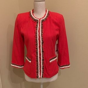 Katherine NY Red Jacket with Silver/White Design